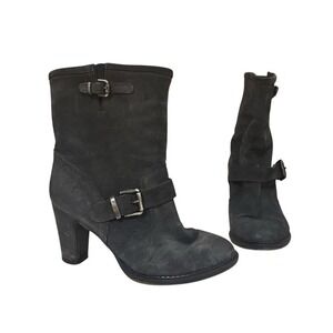 Barneys New York Gray Suede‎ Heeled Mid-Calf Boots Women's US 6 Made in Italy